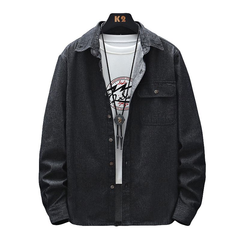 Herreskjorter Forår/efterår Klassisk Mode Arbejdstøj Langærmet Denim Casual