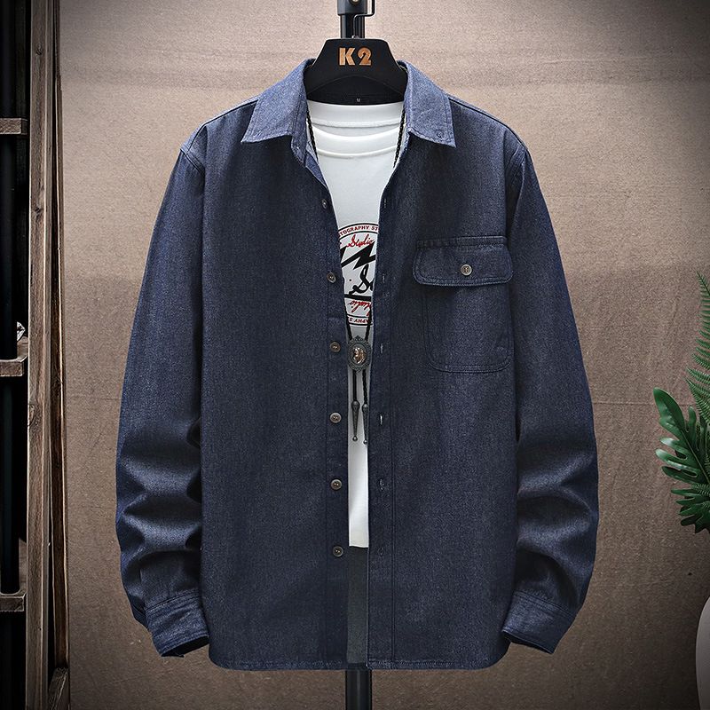 Herreskjorter Forår/efterår Klassisk Mode Arbejdstøj Langærmet Denim Casual