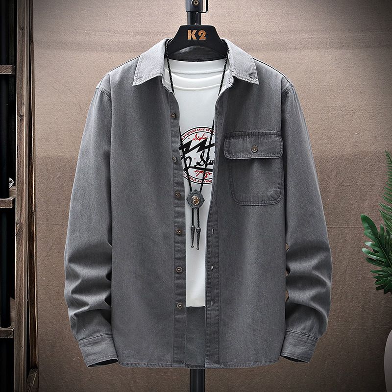 Herreskjorter Forår/efterår Klassisk Mode Arbejdstøj Langærmet Denim Casual