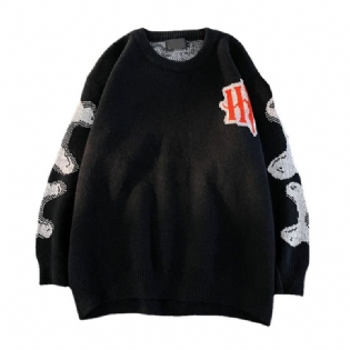 Herretrøje Trendy Rundhalstrøje Sweater Løs Strikjakke