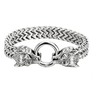 Hiphop Hip Hop Rock Mode Personlighed Tilbehør Mænds Titanium Stål Wolf Head Armbånd