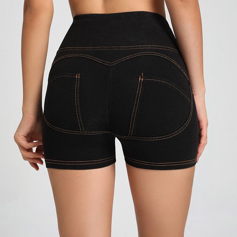 Højtaljet Fitness Shorts Sports Stretch Yoga Bukser Lynlås