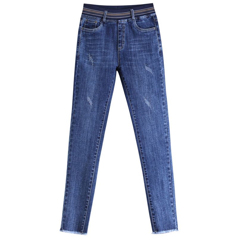Højtaljet Polstrede Jeans Dame Elastisk Talje Elastik
