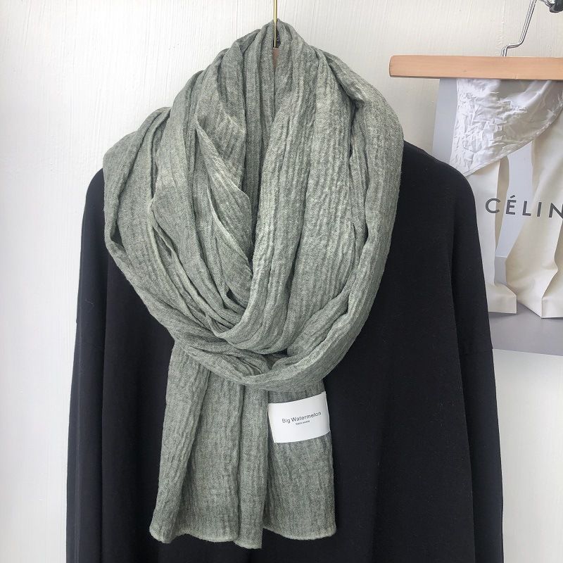 Hot Efterår Retro Trendy Farve Bomuld Og Hør Casual Langt Tørklæde Sjal Dame Vinter