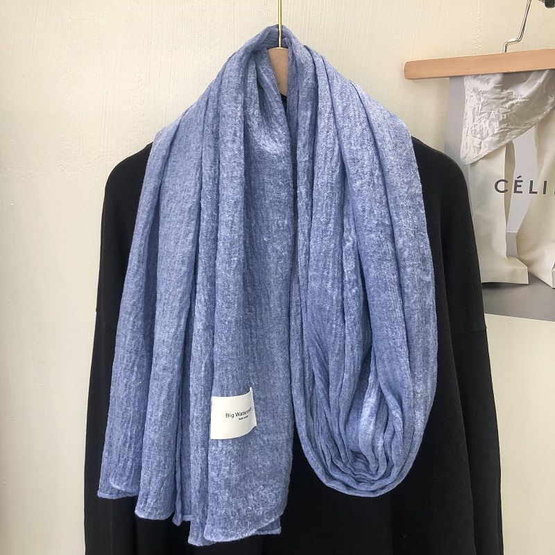Hot Efterår Retro Trendy Farve Bomuld Og Hør Casual Langt Tørklæde Sjal Dame Vinter