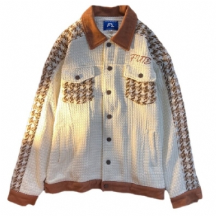 Houndstooth Kontrastfarve Jakke Dame Ny Langærmet Top