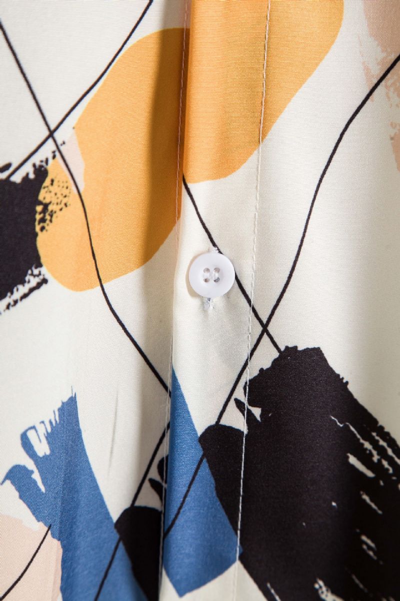 Hvid Graffiti Revers Slim Fit Printet Herreskjorte