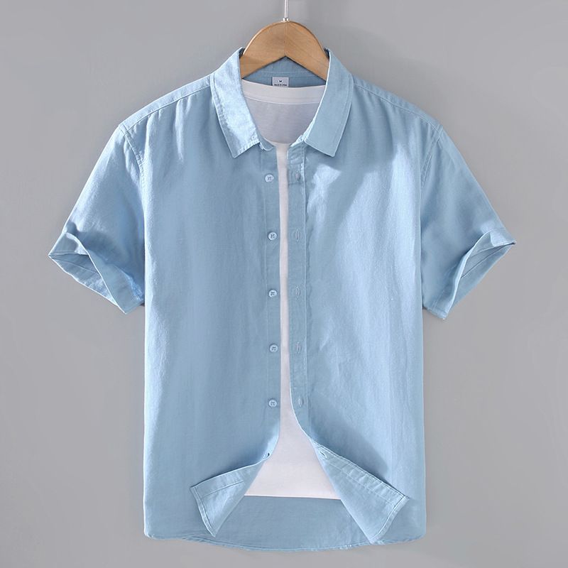 Hvid Langærmet Herreskjorte I Bomuld Linned Business Casual
