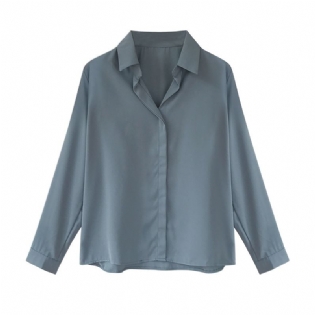 Hvid Skjorte Dame Løs Top V-hals Chiffon Karriere