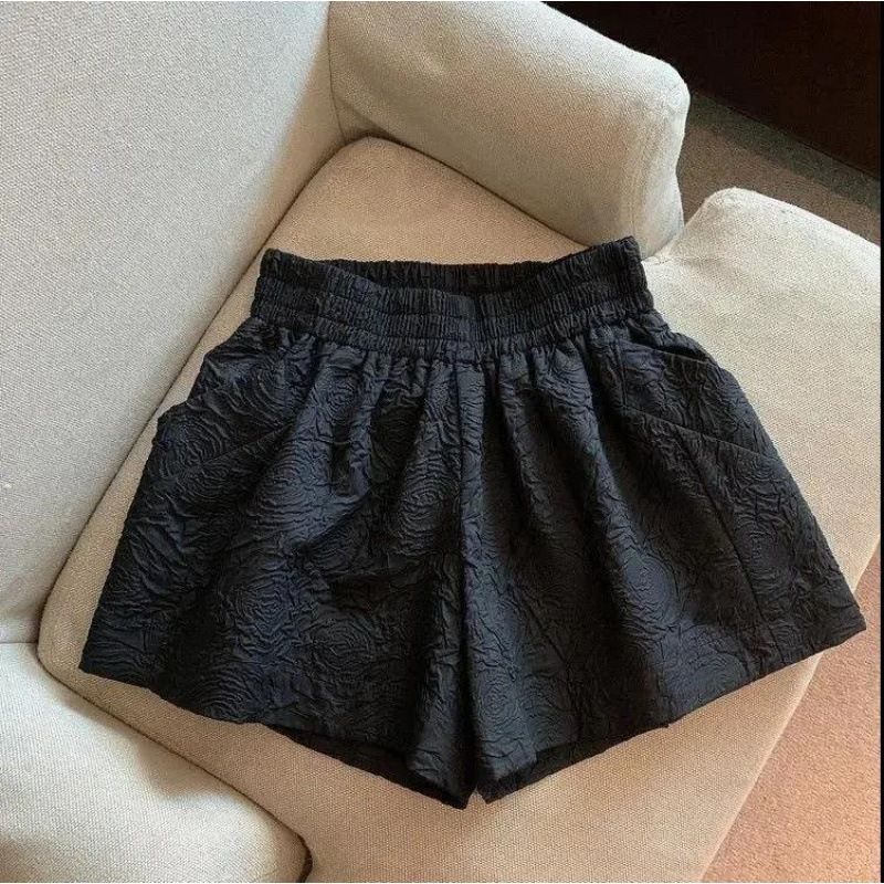 Hvide Casual Bukser Dame Shorts Højtaljet Bredt Ben Løs Lige