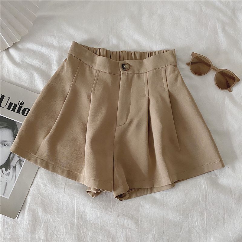 Hvide Casual Dameshorts Højtaljet Bredt Ben Løs Tynd