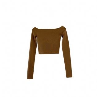 Hvidt Dametøj 2023 Tidligt Forår Strikket Sweater Kvinders One-word Hals Halter Top