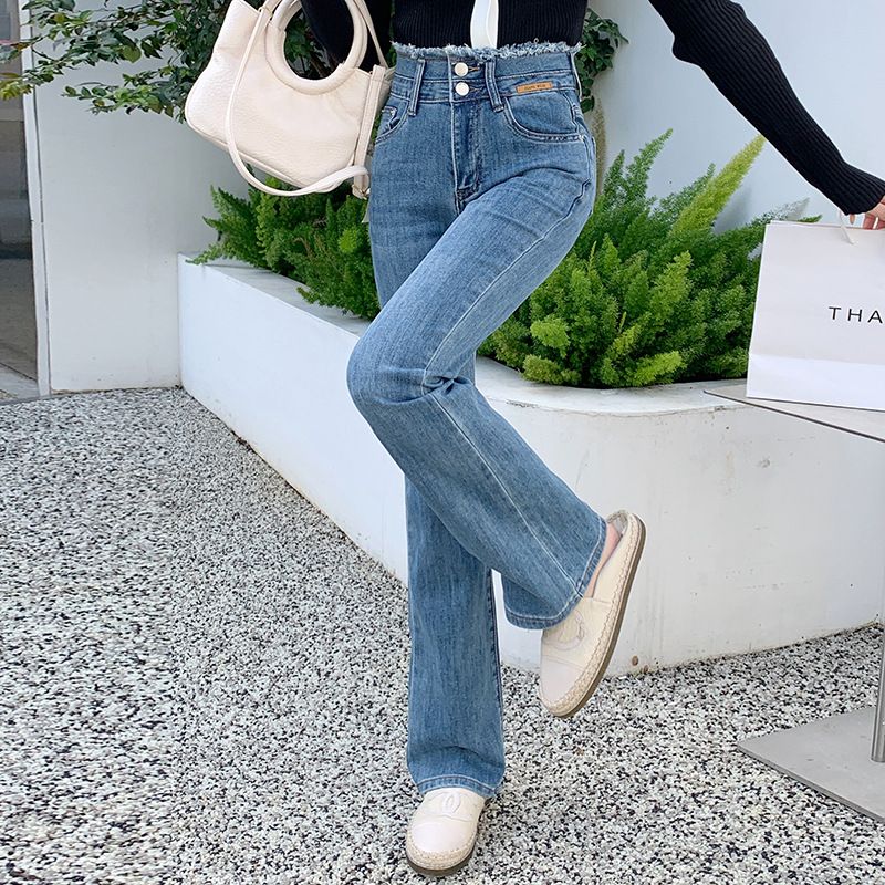 Jeans Dame Højtalje Trendy Stretch Flared Bukser