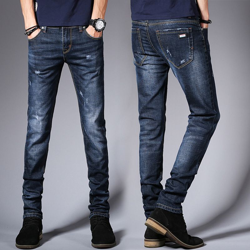 Jeans Mænd Slim Fit Casual Vinterbukser