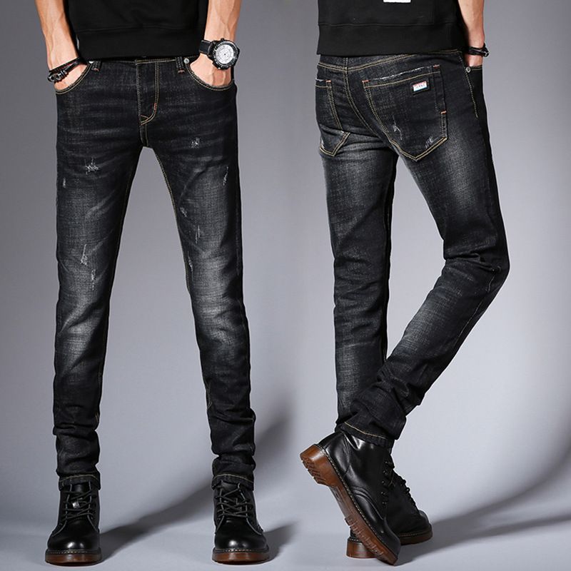 Jeans Mænd Slim Fit Casual Vinterbukser