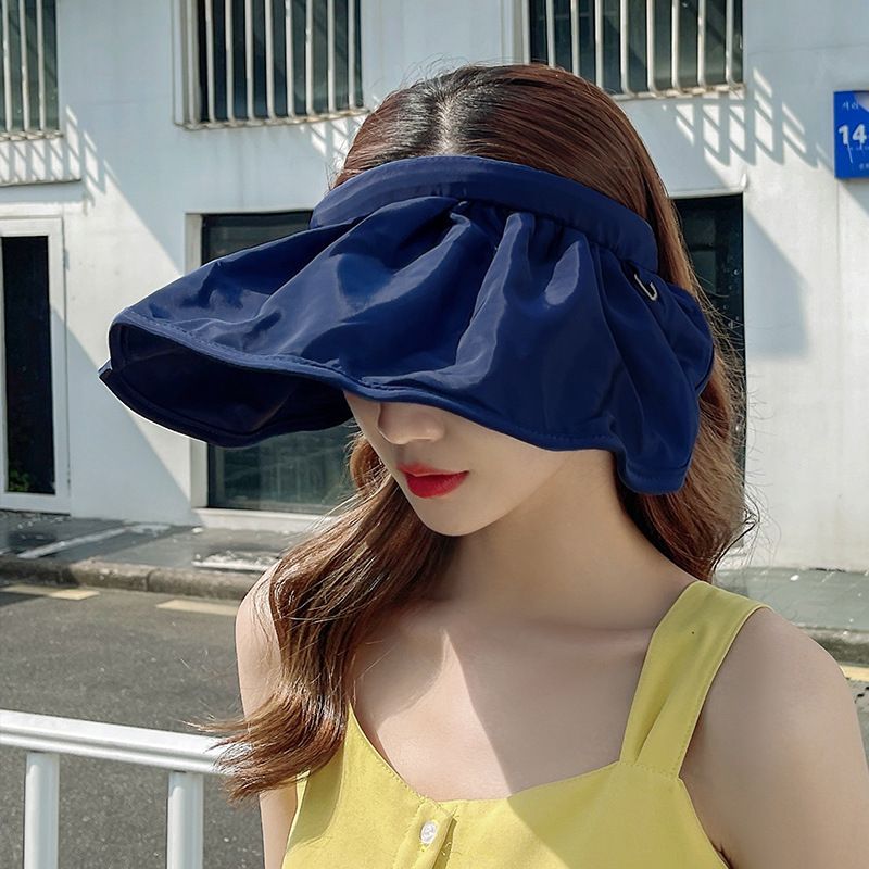 Kasket Sommerhat Dame Stor Skygge Anti-ultraviolet Skalhat Folde Tom Top Hat Solhat