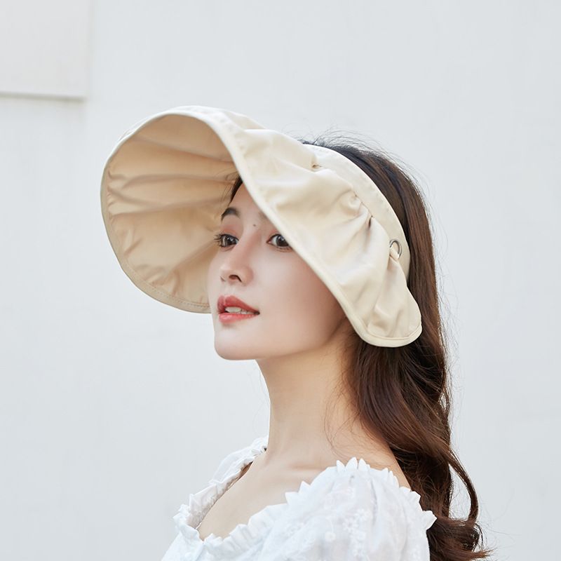 Kasket Sommerhat Dame Stor Skygge Anti-ultraviolet Skalhat Folde Tom Top Hat Solhat