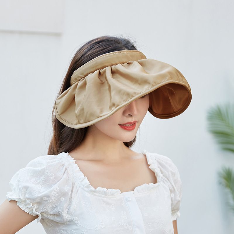 Kasket Sommerhat Dame Stor Skygge Anti-ultraviolet Skalhat Folde Tom Top Hat Solhat