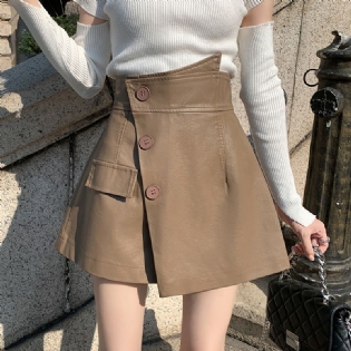 Khaki Wide Leg Dame Højtalje Mode Løs