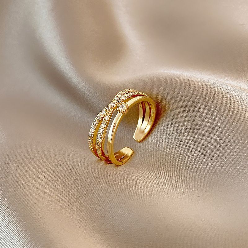 Kors Indlagt Zirkonring Hun High-end Pegefinger Ring Åbning Justerbar Temperament