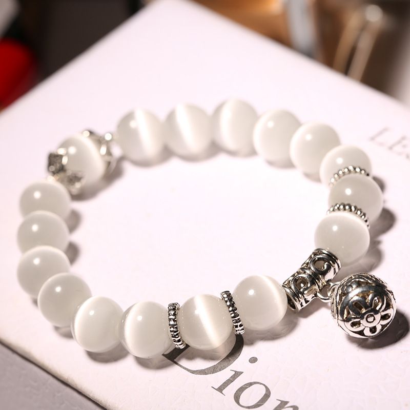Krystal Opal Beaded Armbånd Enkelt Cirkel Hul Kugle Retro Kvinders Smykker