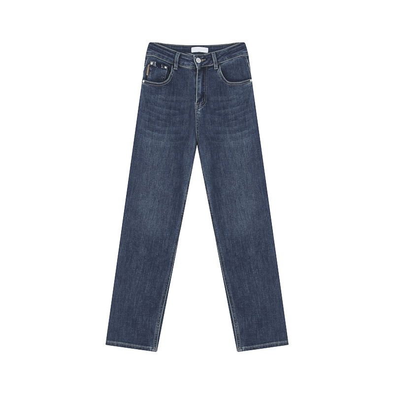 Kvinder Blå Højtaljede Jeans Løs Lige
