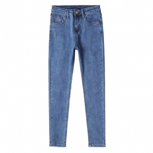 Kvinder Jeans Højtalje Stretch Skinny Blue