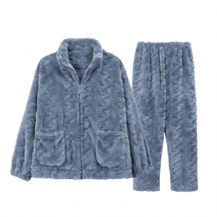 Kvinder Pyjamas Tyk Lynlås Loungewear Flannel Jakkesæt