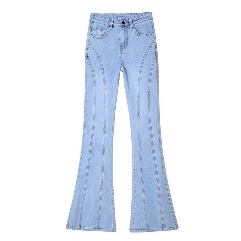 Kvinders Blå Flared Jeans Løs Elastik
