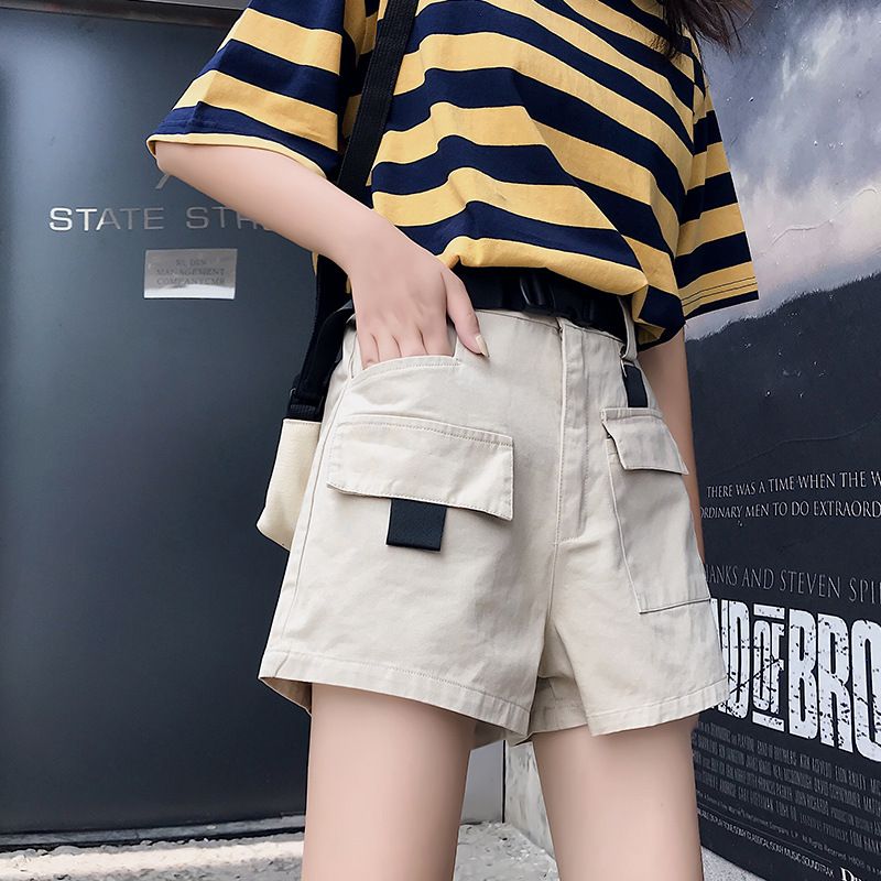 Kvinders Cargo Shorts Løse Lige Afslappet Trendy Sport Fem Point