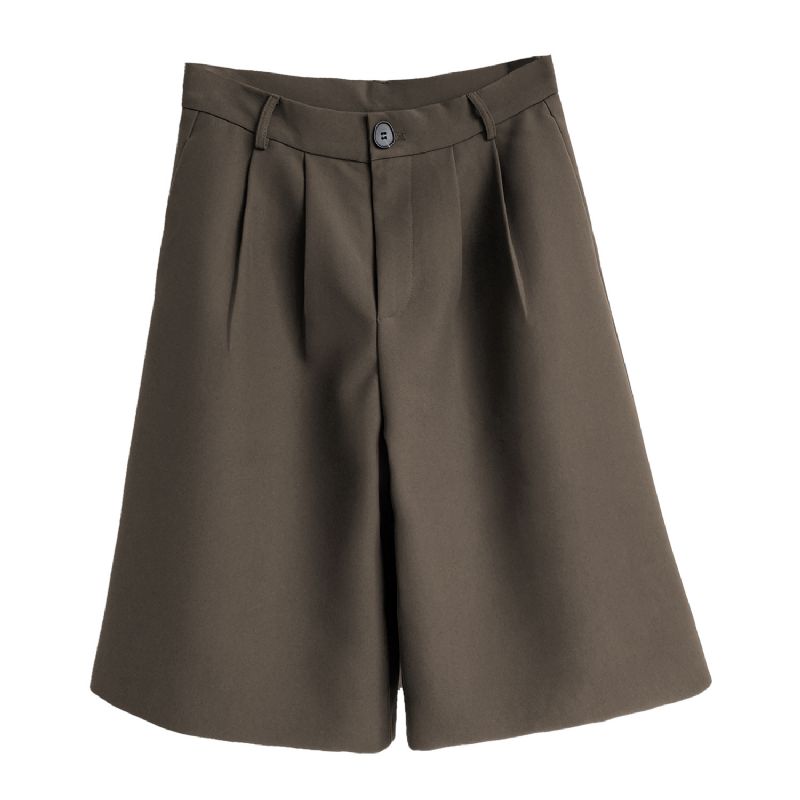 Kvinders Cropped Bukser Højtalje Lige Løs Casual Ensfarvet