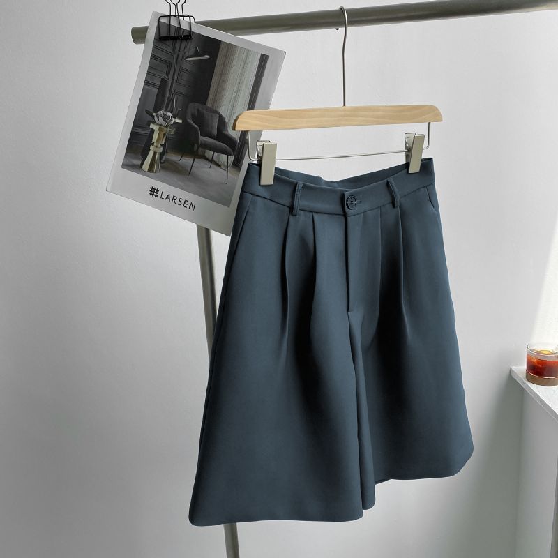 Kvinders Cropped Bukser Højtalje Lige Løs Casual Ensfarvet