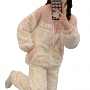 Kvinders Pyjamas Coral Fleece Tyk Sød Flannel Hjemmetøjssæt
