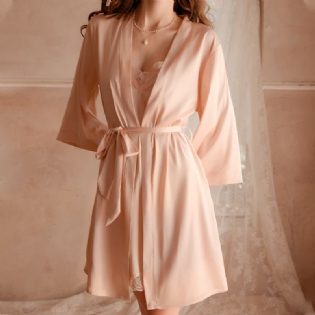 Kvinders Pyjamas Natkjole Med Stropper Todelt Satin Blonder Tynd Sektion Hjemmetøj