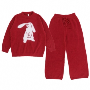 Kvinders Pyjamas Varm Halvfleece Casual Langærmede Hjemmetøjsdragter