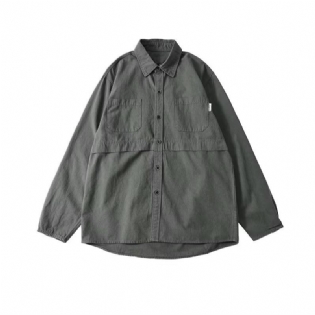 Langærmet Arbejdsskjorte Til Mænd Trendy Loose Retro Casual