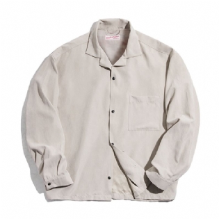 Langærmet Herreskjorte Layered Loose Peach Velvet Shirt Herre