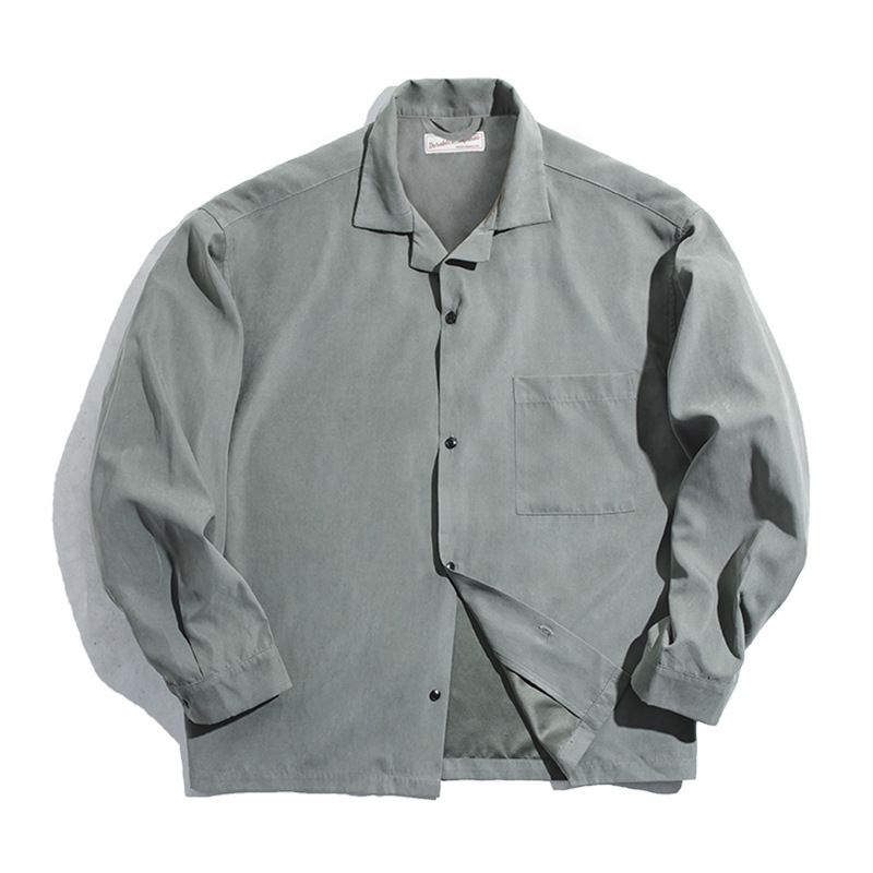 Langærmet Herreskjorte Layered Loose Peach Velvet Shirt Herre