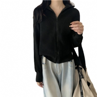Lapel Langærmet Strik Cardigan Kvinders Efterår Og Vinter Nye Løse Sweater Jakke Toppe
