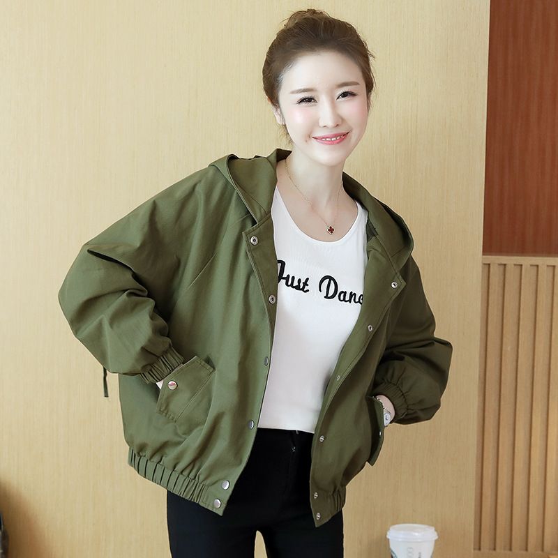 Loose Cropped Coat Dame Arbejdstøj Jakke Langærmet Hættetrøje