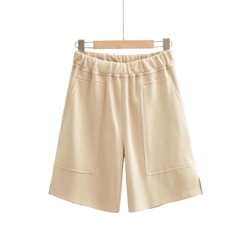 Løs Elastisk Talje Til Kvinders Quarterback-bukser Trendnye Shorts Med Snøre I Lommer I Siden