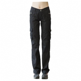 Løs Multi Pocket Ladies Cargo Bukser Slim Fit Casual Sports Udendørs Lige