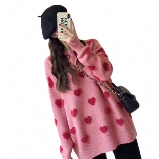 Love Rundhalset Sweater 2023 Efterår Og Vinter Ny Løs Elegant Studentertrøjejakke