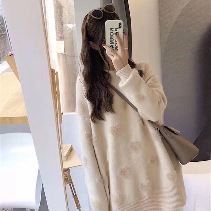 Love Rundhalset Sweater 2023 Efterår Og Vinter Ny Løs Elegant Studentertrøjejakke