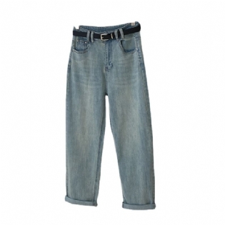 Lys Farve Løse Lige Bukser Dame Stretch Denim Casual