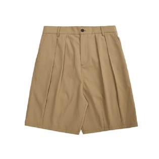 Mænd Khaki Green Summer Twill Cloth Lantern Cargo Solid Color Shorts