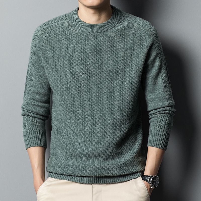 Mænds Business Casual Strik Rundhalset Tyk Varm Sweater