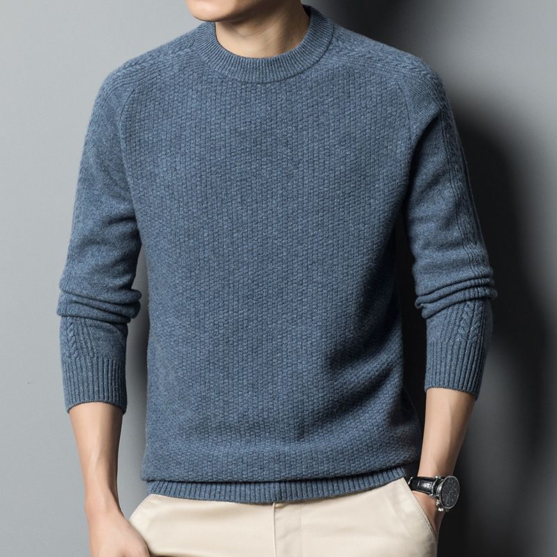 Mænds Business Casual Strik Rundhalset Tyk Varm Sweater