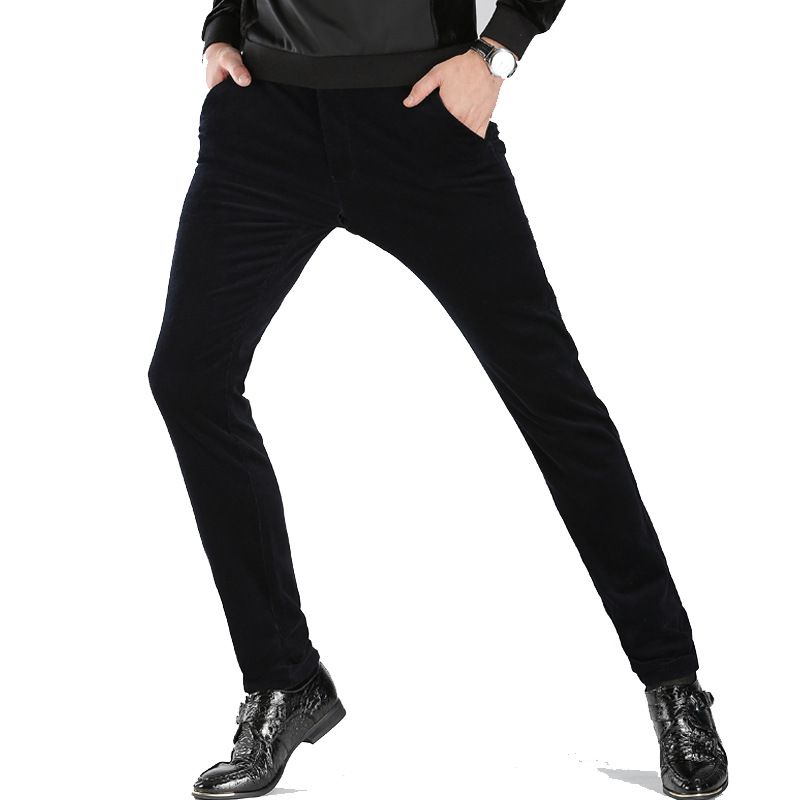 Mænds Corduroy Casual Slim Fit Stretch Mid Rise Lige