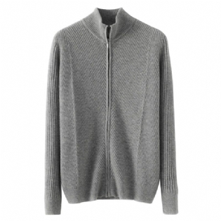 Mænds Halv Rullekrave-cardigan Med Lynlås Business Casual Tyk Strikjakke